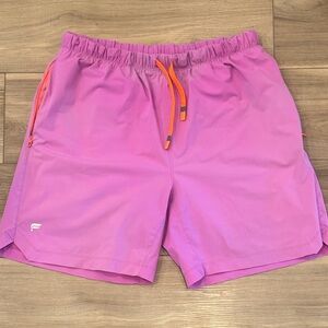 Fabletics Men’s The One Pink Shorts with Orange Liner 7 inch